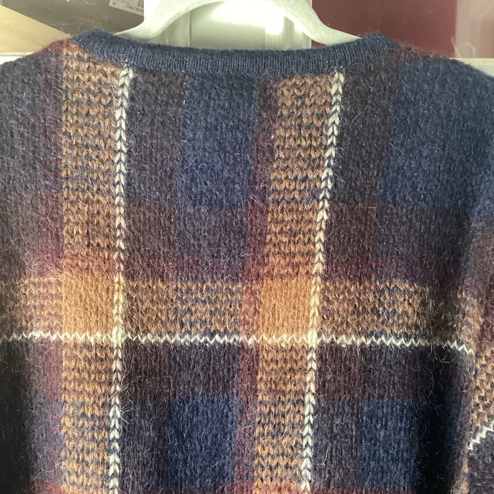 Vintage 1990s Dressbarn Plaid Button Up Cardigan  Mohair Blend Size 14/16